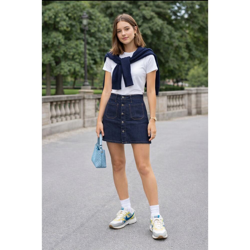 RALPH LAUREN DENIM & SUPPLY Mini Skirt Sz 29 Button Front A Line